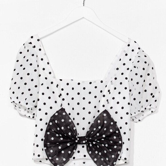 Nasty Gal Polka Dot Square Neck Crop Top with Bow - Picture 5 of 5